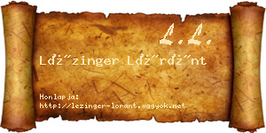 Lézinger Lóránt névjegykártya